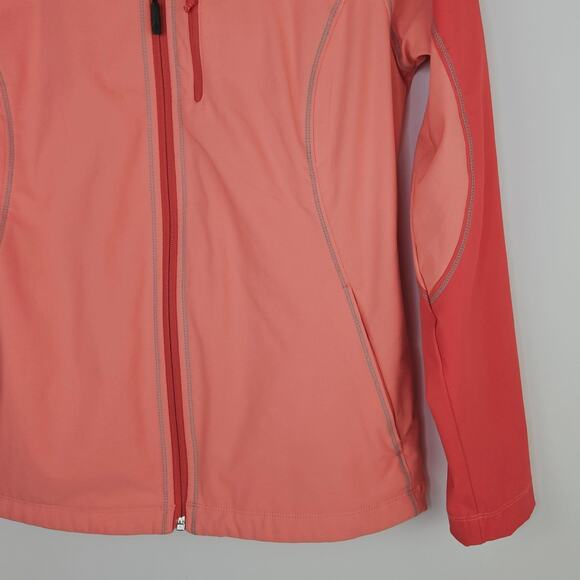 Columbia Softshell Fleece Jacket Coral Zip Up Outdoor Hiking Winter Fall Medium - Picture 9 of 11